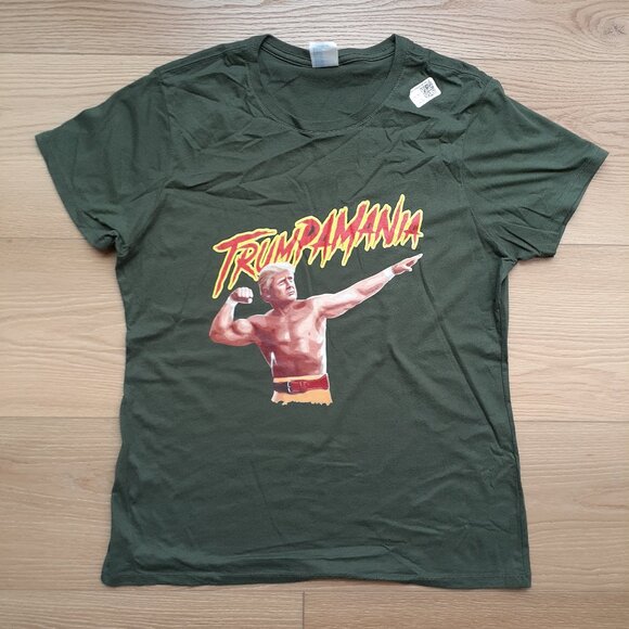Trumpamania - Trump Hulk Hogan - New Women's Large Olive Green T-Shirt - Picture 1 of 4
